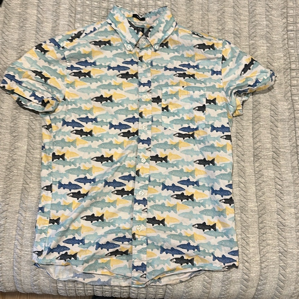 J Crew Short Sleeve Button Down Shark Print